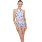 Christmas Stars Background Halter Side Cut Swimsuit