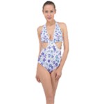 Christmas Stars Background Halter Front Plunge Swimsuit