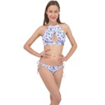 Christmas Stars Background Cross Front Halter Bikini Set