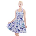 Christmas Stars Background Halter Party Swing Dress 