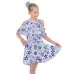 Christmas Stars Background Kids  Shoulder Cutout Chiffon Dress