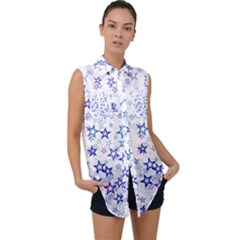 Sleeveless Chiffon Button Shirt 