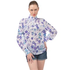 High Neck Long Sleeve Chiffon Top 