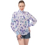 Christmas Stars Background High Neck Long Sleeve Chiffon Top