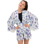 Christmas Stars Background Long Sleeve Kimono