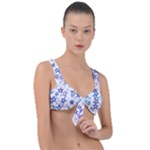 Christmas Stars Background Front Tie Bikini Top