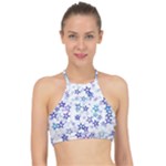 Christmas Stars Background Halter Bikini Top