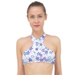 Christmas Stars Background High Neck Bikini Top