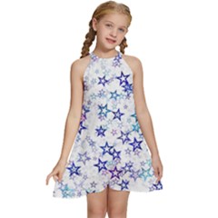 Kids  Halter Collar Waist Tie Chiffon Dress 