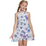 Christmas Stars Background Kids  Halter Collar Waist Tie Chiffon Dress