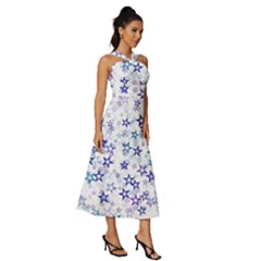 Sleeveless Cross Front Cocktail Midi Chiffon Dress 