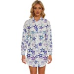 Christmas Stars Background Womens Long Sleeve Shirt Dress