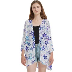 Open Front 3/4 Sleeve Batwing Chiffon Cardigan Kimono 