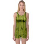 Fern Texture Nature Leaves One Piece Boyleg Swimsuit