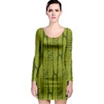 Fern Texture Nature Leaves Long Sleeve Bodycon Dress