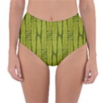 Fern Texture Nature Leaves Reversible High-Waist Bikini Bottoms