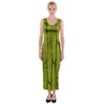 Fern Texture Nature Leaves Fitted Maxi Dress