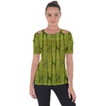 Fern Texture Nature Leaves Shoulder Cut Out Short Sleeve Top