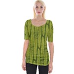 Fern Texture Nature Leaves Wide Neckline T-Shirt