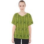 Fern Texture Nature Leaves V-Neck Dolman Drape Top