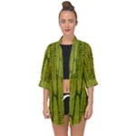 Fern Texture Nature Leaves Open Front Chiffon Kimono