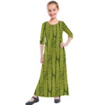 Fern Texture Nature Leaves Kids  Quarter Sleeve Maxi Dress