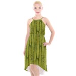 Fern Texture Nature Leaves High-Low Halter Chiffon Dress 