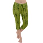 Fern Texture Nature Leaves Lightweight Velour Capri Yoga Leggings