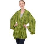 Fern Texture Nature Leaves Long Sleeve Velvet Kimono 