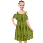 Fern Texture Nature Leaves Kids  Cut Out Shoulders Chiffon Dress