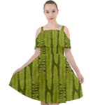 Fern Texture Nature Leaves Cut Out Shoulders Dress