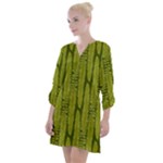 Fern Texture Nature Leaves Open Neck Shift Dress