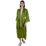 Fern Texture Nature Leaves Maxi Satin Kimono