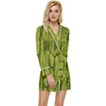 Fern Texture Nature Leaves Long Sleeve Satin Robe