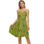 Fern Texture Nature Leaves Sleeveless Tie Front Chiffon Dress