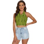 Fern Texture Nature Leaves Backless Halter Cami Shirt