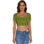 Fern Texture Nature Leaves Short Sleeve Square Neckline Crop Top 