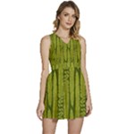 Fern Texture Nature Leaves Sleeveless High Waist Mini Dress