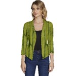 Fern Texture Nature Leaves Women s Casual 3/4 Sleeve Spring Jacket