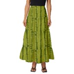 Fern Texture Nature Leaves Tiered Ruffle Maxi Skirt