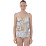 Marble Pattern Twist Front Tankini Set