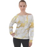 Marble Pattern Off Shoulder Long Sleeve Velour Top