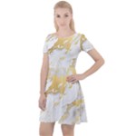 Marble Pattern Cap Sleeve Velour Dress 