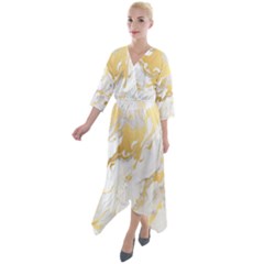 Quarter Sleeve Wrap Front Maxi Dress 