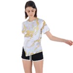 Marble Pattern Asymmetrical Short Sleeve Sports T-Shirt