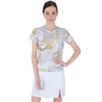 Marble Pattern Women s Sports Top