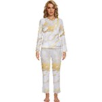 Marble Pattern Womens  Long Sleeve Lightweight Pajamas Set