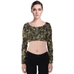 Camouflage Army Survival Uniform Velvet Long Sleeve Crop Top