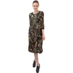 Camouflage Army Survival Uniform Ruffle End Midi Chiffon Dress