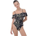 Camouflage Army Survival Uniform Frill Detail One Piece Swimsuit